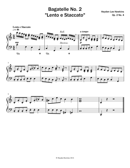 Free Sheet Music Bagatelle No 2