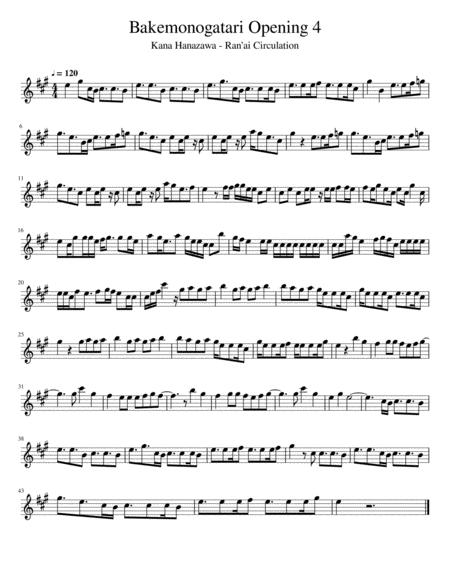 Bakemonogatari Opening 4 Sheet Music