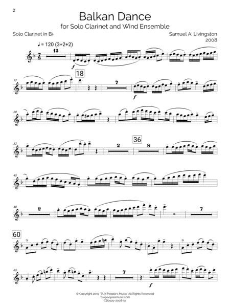 Balkan Dance Solo Bb Clarinet Part Sheet Music