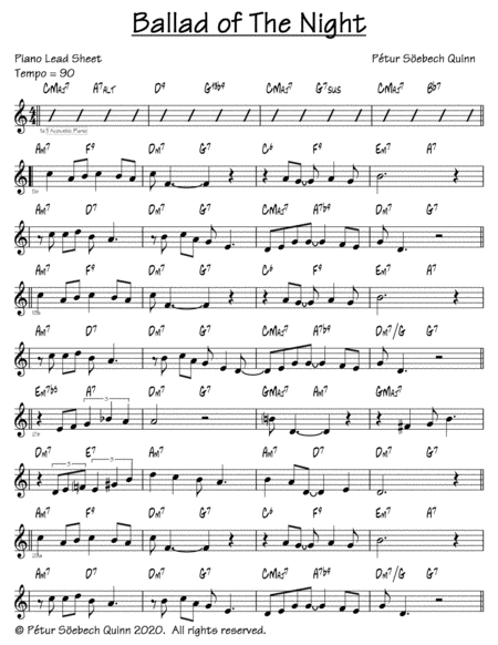 Free Sheet Music Ballad Of The Night