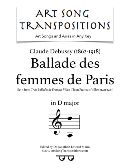 Ballade Des Femmes De Paris D Major Sheet Music