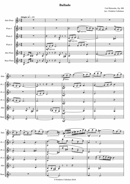 Ballade Op 288 For Flute And Orchestra Arranged For Flute Quintet Or Flute Choir Sheet Music