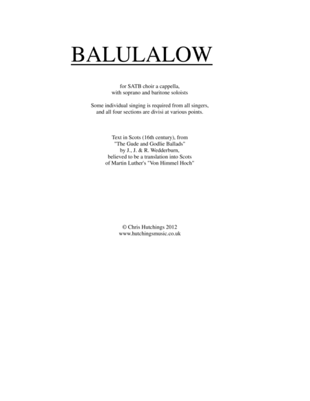 Balulalow Sheet Music