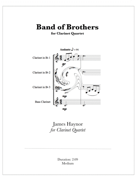 Band Of Brothers Opening Theme For Clarinet Quartet Sheet Music