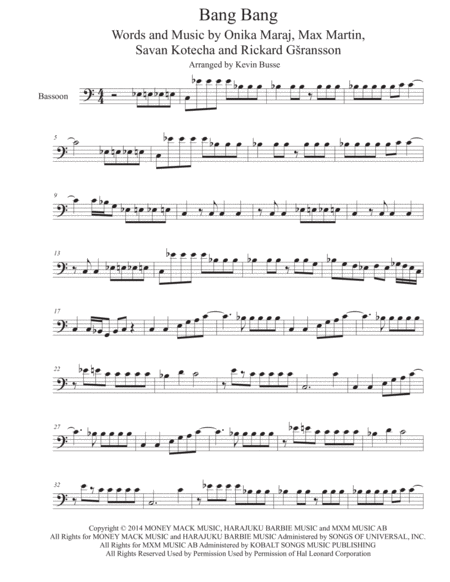 Free Sheet Music Bang Bang Bassoon