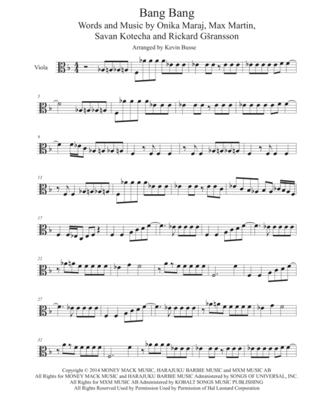 Bang Bang Viola Sheet Music