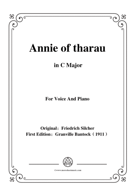 Free Sheet Music Bantock Folksong Annie Of Tharau Aennchen Von Tharau In C Major For Voice And Piano
