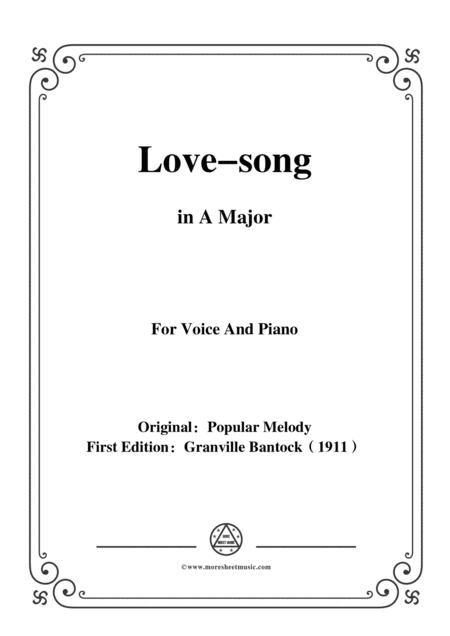 Bantock Folksong Love Song Doos Ya Lellee In A Major For Voice And Piano Sheet Music