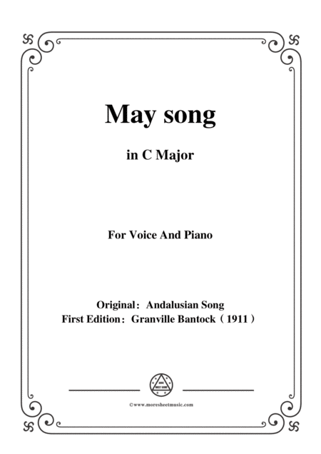 Bantock Folksong May Song Cancion De Maja In C Major For Voice And Piano Sheet Music