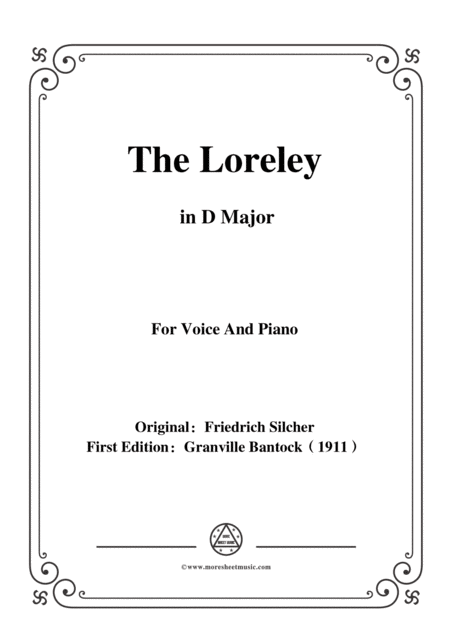 Bantock Folksong The Loreley Die Lorelei In D Major For Voice And Piano Sheet Music