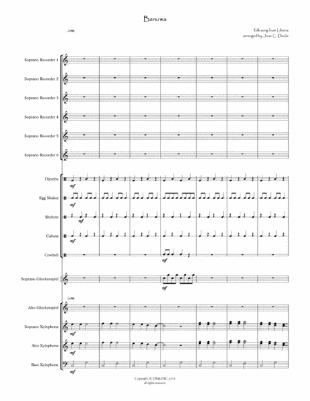 Banuwa For Orff Ensemble Sheet Music