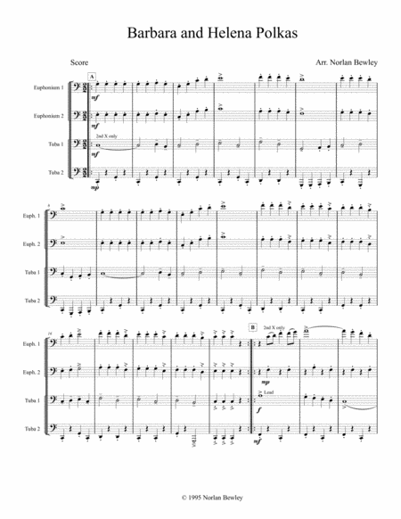 Barbara And Helena Polkas Tuba Euphonium Quartet Sheet Music