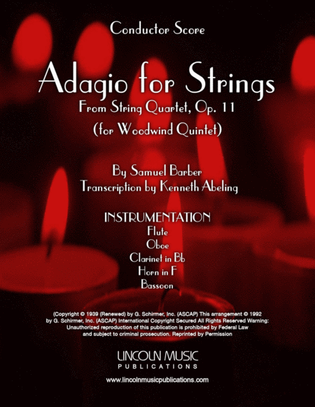Free Sheet Music Barber Adagio For Strings For Woodwind Quintet