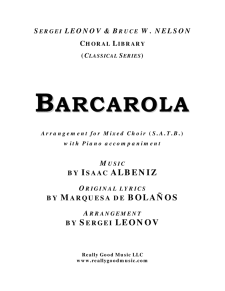 Barcarola Satb Choir Piano Accompaniment Sheet Music