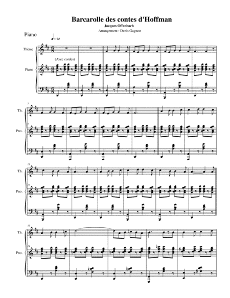 Barcarole Partition De Piano D Accompagnement Sheet Music