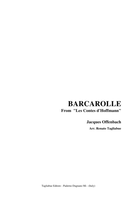 Free Sheet Music Barcarolle From Les Contes D Hoffmann Arr For Piano Organ