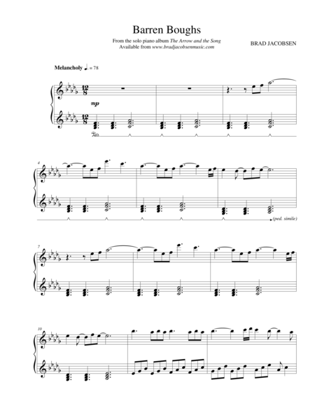 Barren Boughs By Brad Jacobsen Sheet Music