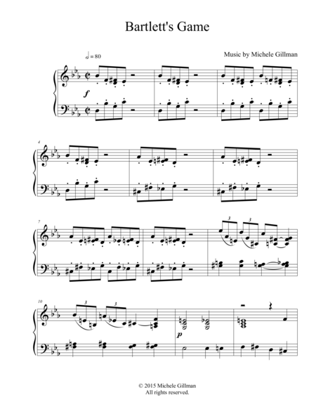 Free Sheet Music Bartletts Game