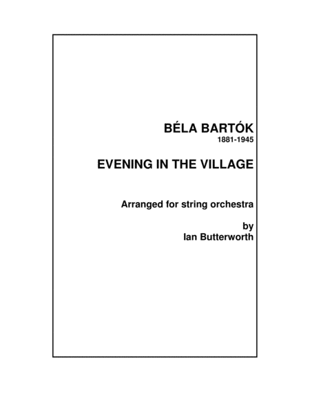 Bartok Evening In The Village For String Orchestra Sheet Music