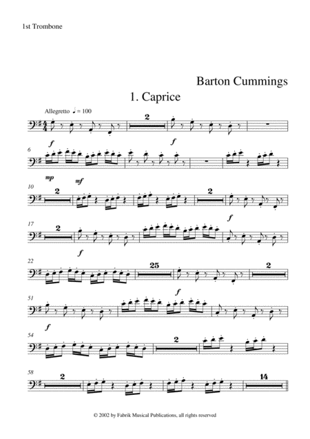 Free Sheet Music Barton Cummings Concertino For Contrabassoon And Concert Band 1st Trombone Part