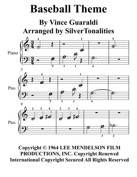 Free Sheet Music Baseball Theme Beginner Piano Sheet Music