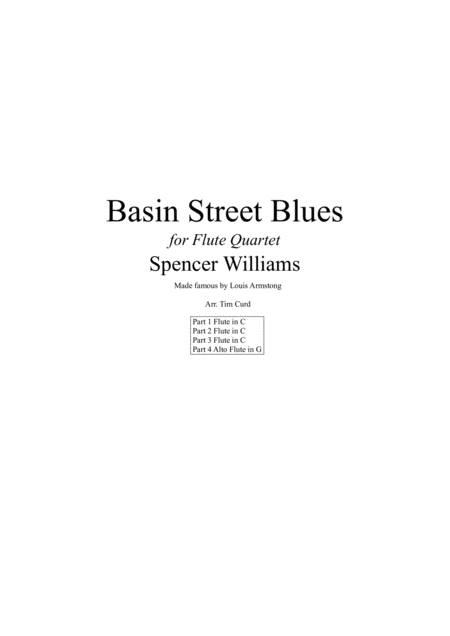 Free Sheet Music Basin Street Blues For Flute Quartet