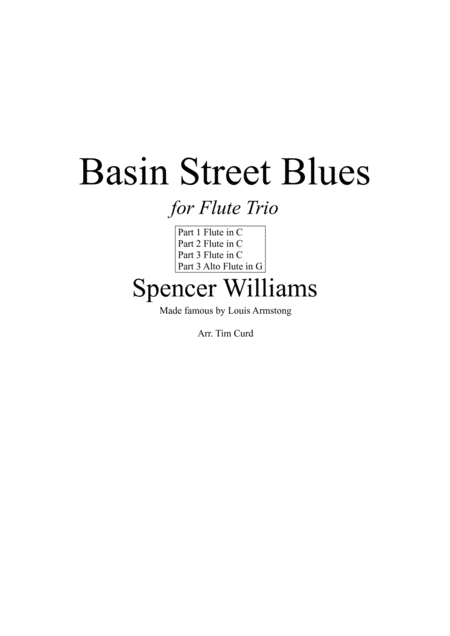 Basin Street Blues For Flute Trio Sheet Music