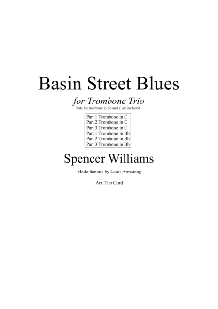 Basin Street Blues For Trombone Trio Sheet Music