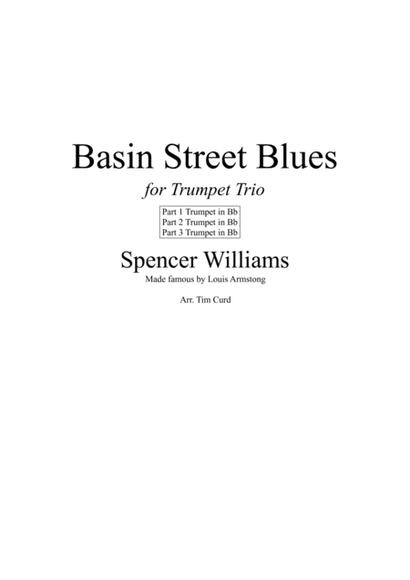 Basin Street Blues For Trumpet Trio Sheet Music