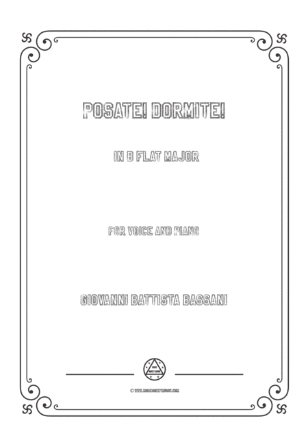 Bassani Posate Dormite In B Flat Major For Voice And Piano Sheet Music