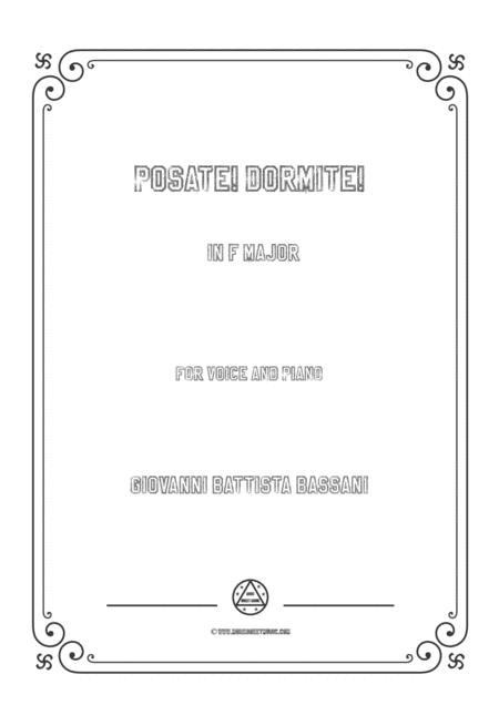 Bassani Posate Dormite In F Major For Voice And Piano Sheet Music