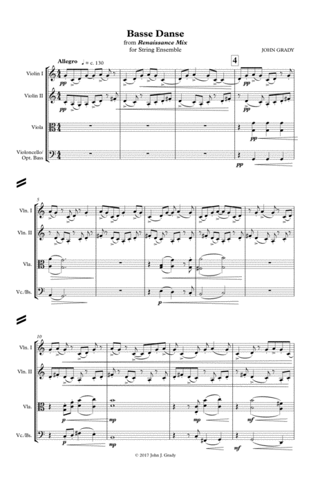 Basse Danse From Renaissance Mix For String Orchestra Sheet Music