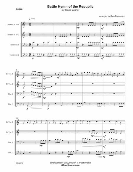 Battle Hymn Of The Republic For Unaccompanied Brass Quartet Sheet Music