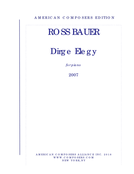 Bauer Dirge Elegy Sheet Music