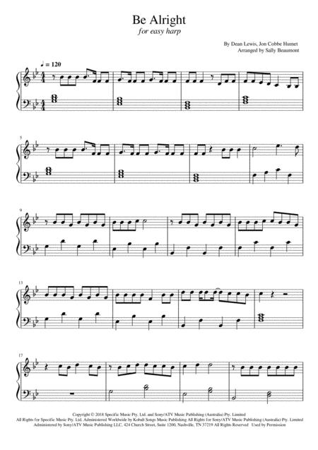 Be Alright Dean Lewis Easy Harp Sheet Music