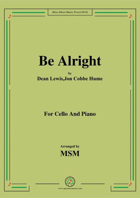 Free Sheet Music Be Alright For Cello And Piano