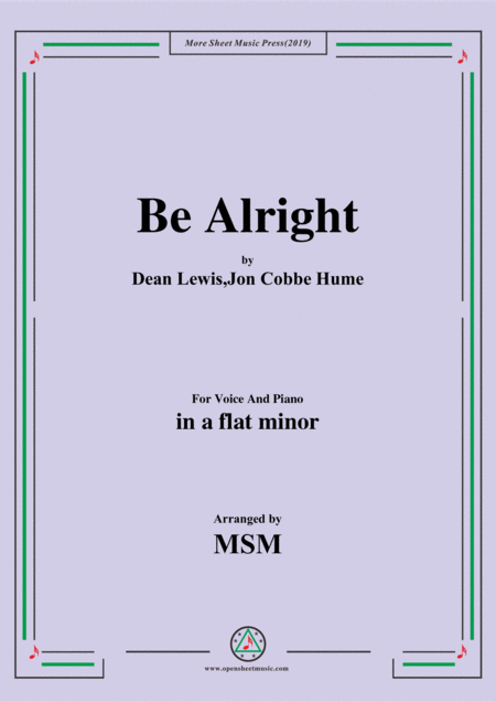 Free Sheet Music Be Alright In A Flat Minor For Voice And Piano