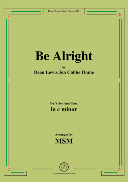 Free Sheet Music Be Alright In C Minor For Voice And Piano