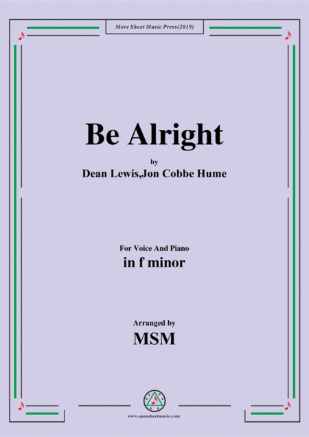 Be Alright In F Minor For Voice And Piano Sheet Music