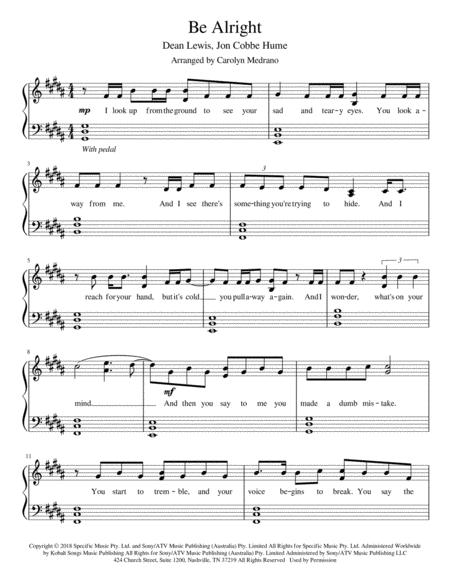 Free Sheet Music Be Alright Intermediate Piano