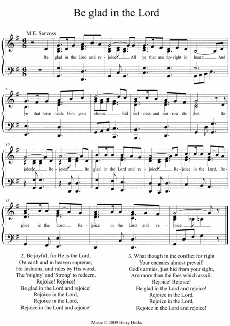 Be Glad In The Lord A New Tune To A Wonderful Hymn Sheet Music