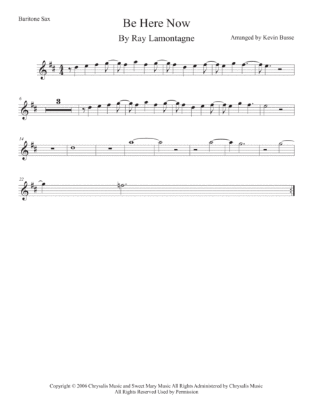 Be Here Now Bari Sax Sheet Music