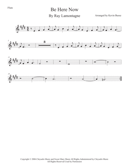 Free Sheet Music Be Here Now Flute Original Key