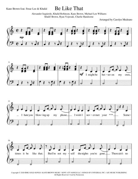 Free Sheet Music Be Like That