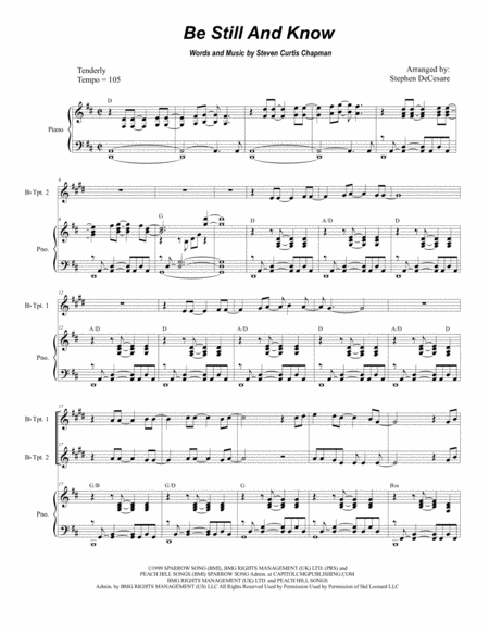 Be Still And Know Duet For Bb Trumpet Sheet Music