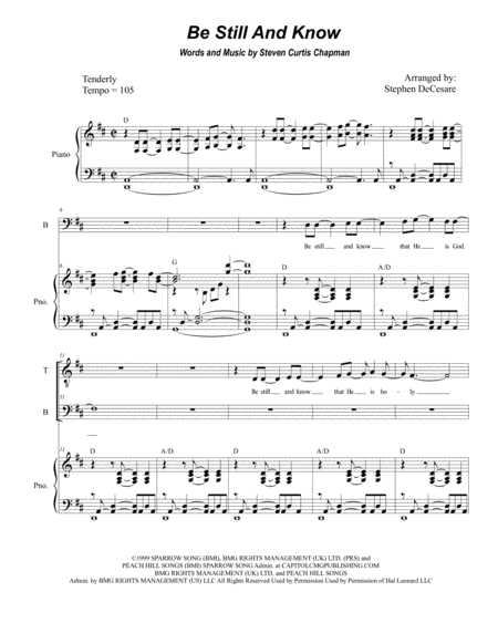 Free Sheet Music Be Still And Know Duet For Tenor And Bass Solo