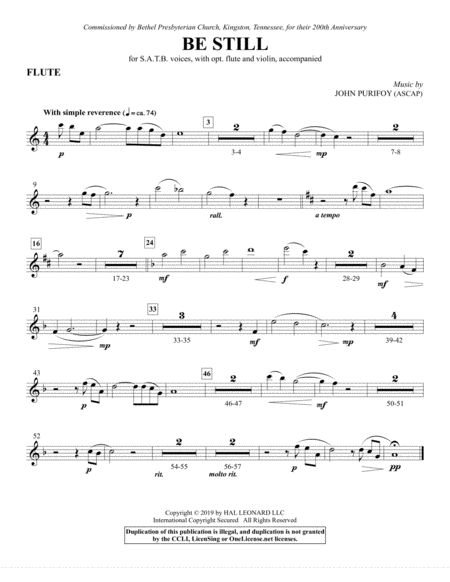 Be Still Flute Sheet Music