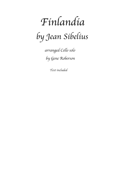 Be Still My Soul Finlandia Cello Solo Sheet Music