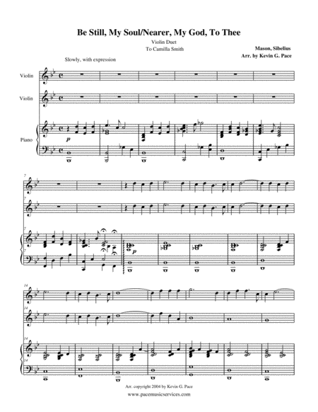 Be Still My Soul Nearer My God To Thee Violin Duet Sheet Music