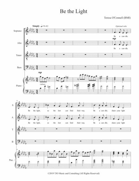 Be The Light Satb Make As Many Copies As Needed For Your Choir Sheet Music